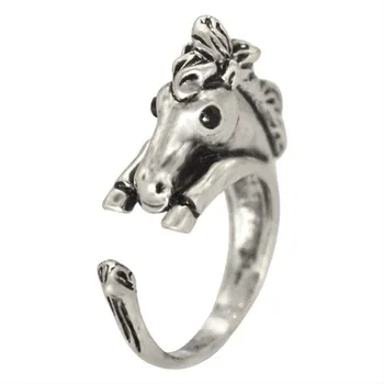 QIAMNI ручной работы симпатичное кольцо животное для женщин мужчин кошка волк лев кролик лошадь собака кольцо на день рождения ювелирные изделия для любимого питомца подарок аксессуары