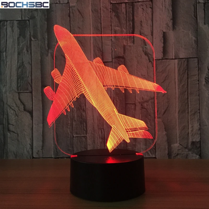 BOCHSBC Air Plane 3D сенсорный датчик Ночной свет дистанционное управление RGB Изменение