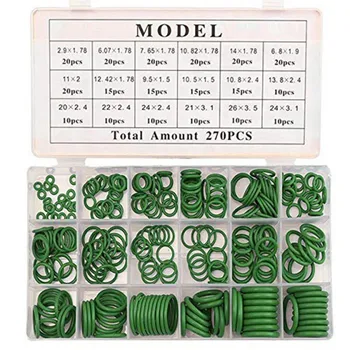 

270pc Air Conditioning O-ring 18 Grid Sealing Rubber Gaskets Rubber Washer Assortment Standard Parts Seal O-ring Gaskets Sets