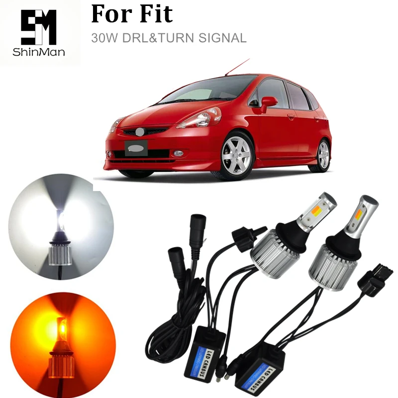 Shinman 2 шт. Dual Цвет горки LED DRL сигнал поворота светильник 30 Вт cob drl для Honda FIt