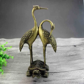 

Antique Bronze Dragon Tortoise and double crane prolong life. Free delivery of crafts