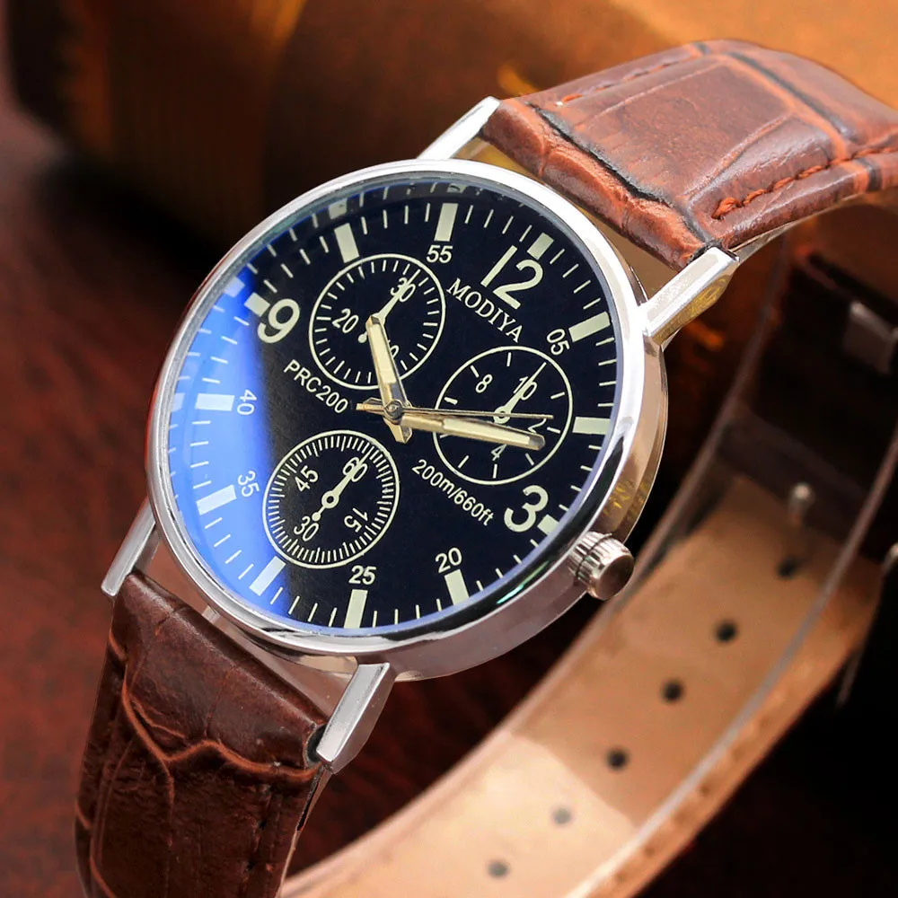 Мужские часы модные повседневные кварцевые деловые часы люксовый бренд кожаные автоматические часы ремешок с пряжкой для мужчин без