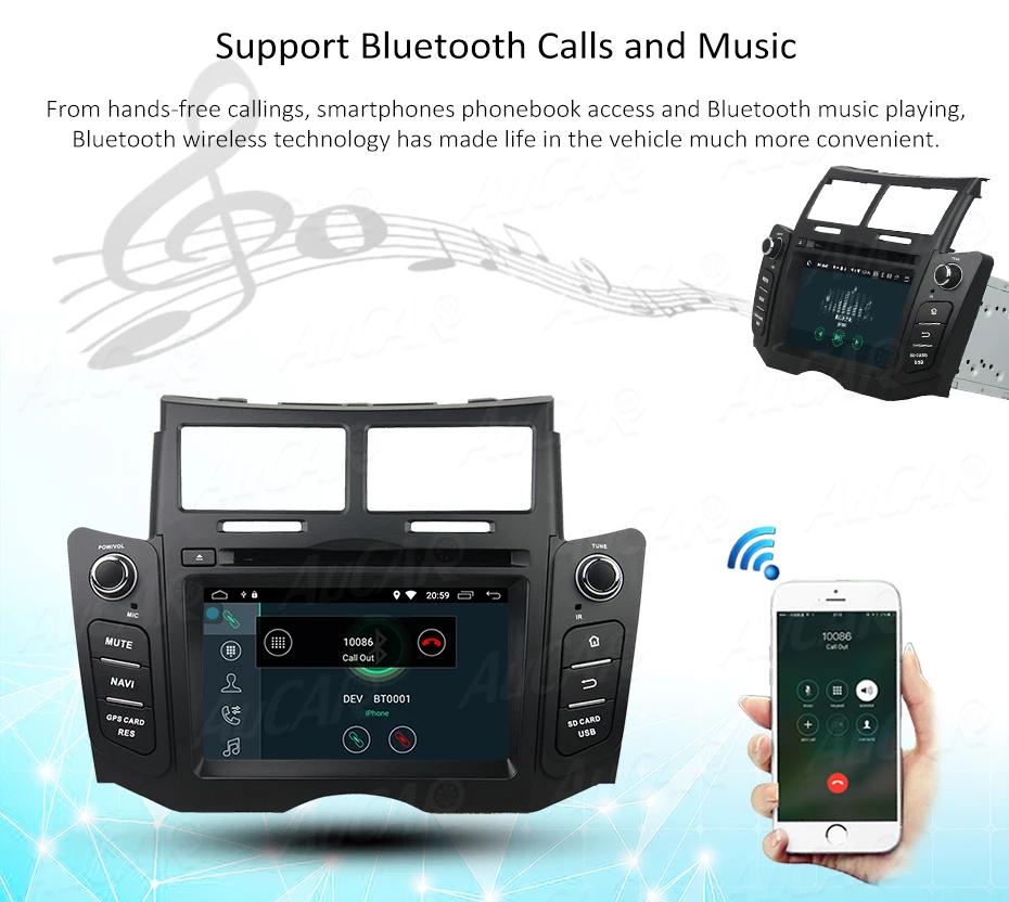 Perfect Android 8.0 6.2" Touch Screen for Toyota Yaris car dvd 2005 - 2011 Car GPS Multimedia Bluetooth GPS Radio WIFI 4G Stereo AUX 13
