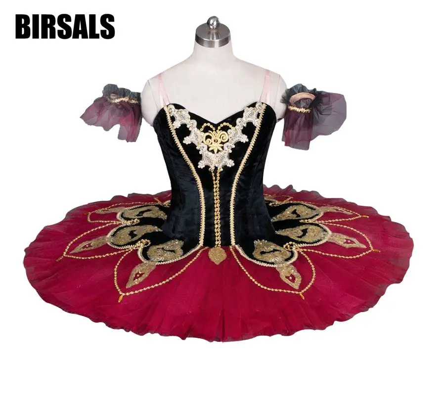Black Red La Esmeralda Professional Ballet Tutu Girls classical Ballet Tutu Stage Costume Adult Performance Pancake Tutus8936B