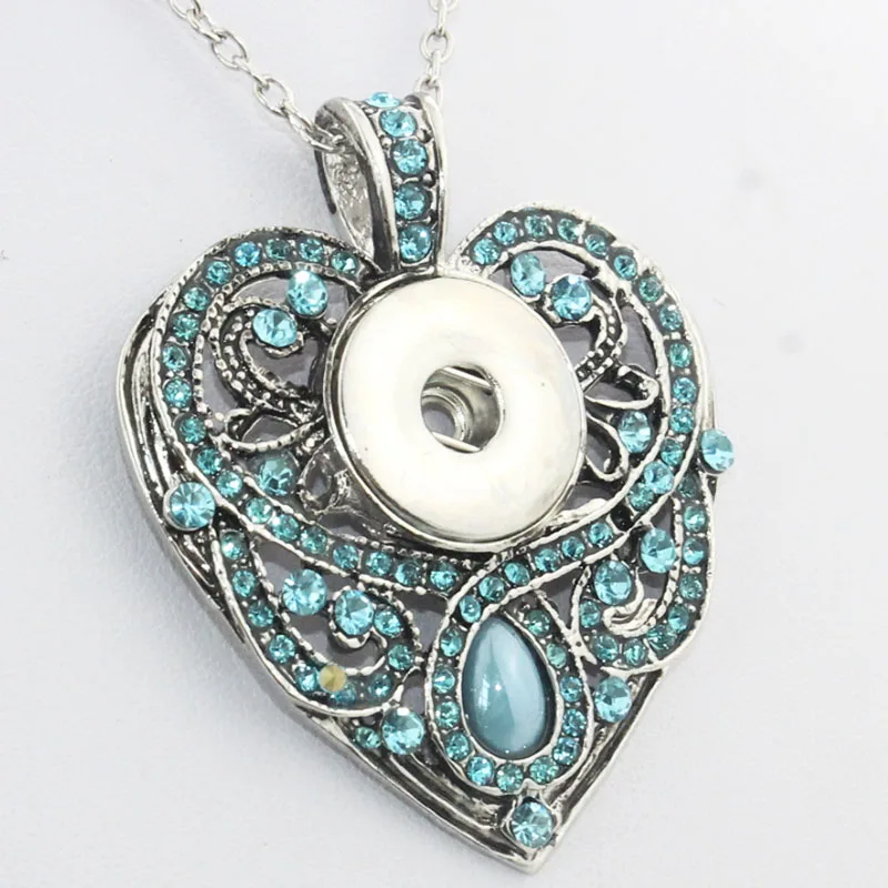 

2016 Newest Heart pendant Necklace Hot Sale snap button jewelry OEM, ODM NE227 (fit 18mm snaps) 031008