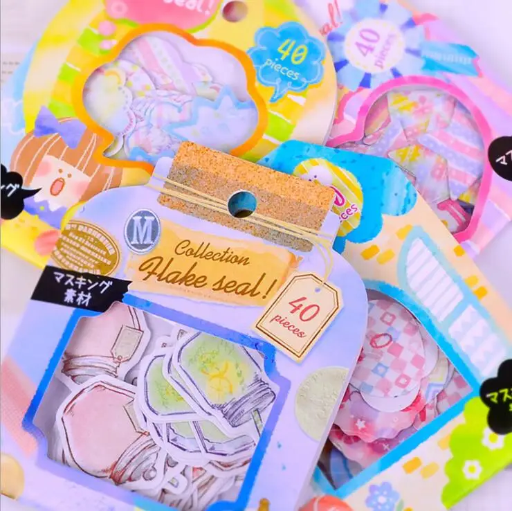 

40 pcs/pack Romantic Hand Drawing Decorative Sticker Diary Album Label Sticker DIY Scrapbooking Stationery Sticker
