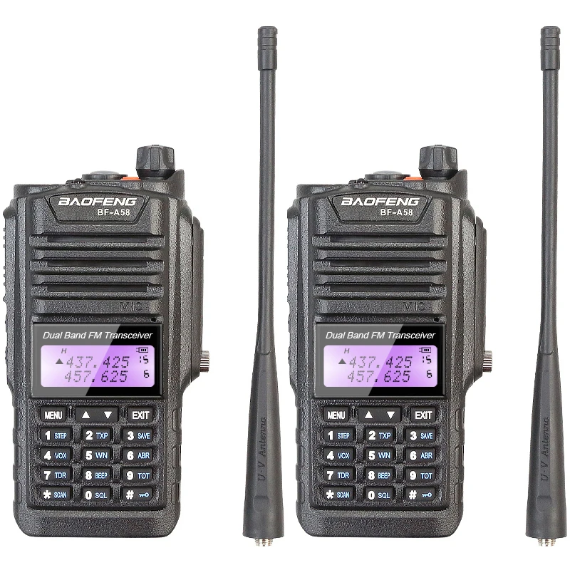 

NEW 100% Original Baofeng Walkie Talkie BF-A58 128CH Dual Band 136-174MHZ & 400-520MHZ IP57 Waterproof Dustproof Two Way Radio