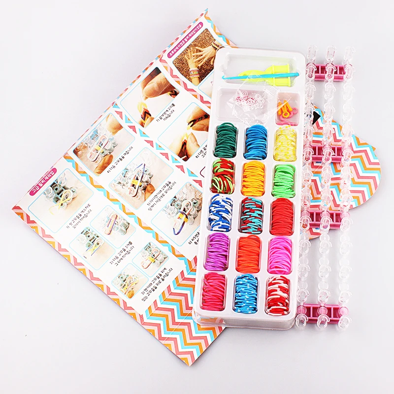 Случайный Новая мода 5 типов резинок для создания плетеных браслетов в комплекте со станком для плетения браслетов, весело цветные резиновые Колечки темно набор "сделай сам" Браслеты Разноцветные детские игрушки подарок для Шарм Браслет