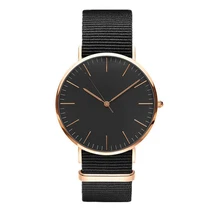Nueva manera de la alta calidad de la marca de lujo reloj de las mujeres 36 MM nylon NATO correa casual de negocios a prueba de agua reloj de cuarzo de oro rosa