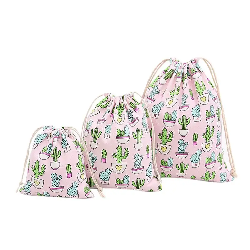 2019 New Fashion Men Women Backpack Cactus Print Sack Travel Drawstring Bags Rucksack