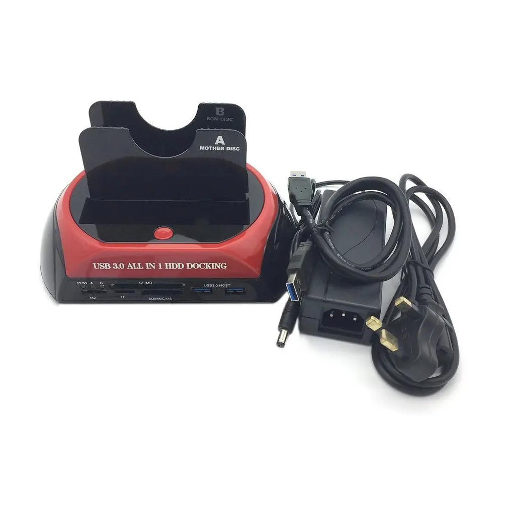 

876U3C USB3.0 All-in-1 Dual SATA HDD Docking Station Double Position Hard Disk Base With Card Reader with Clone Function