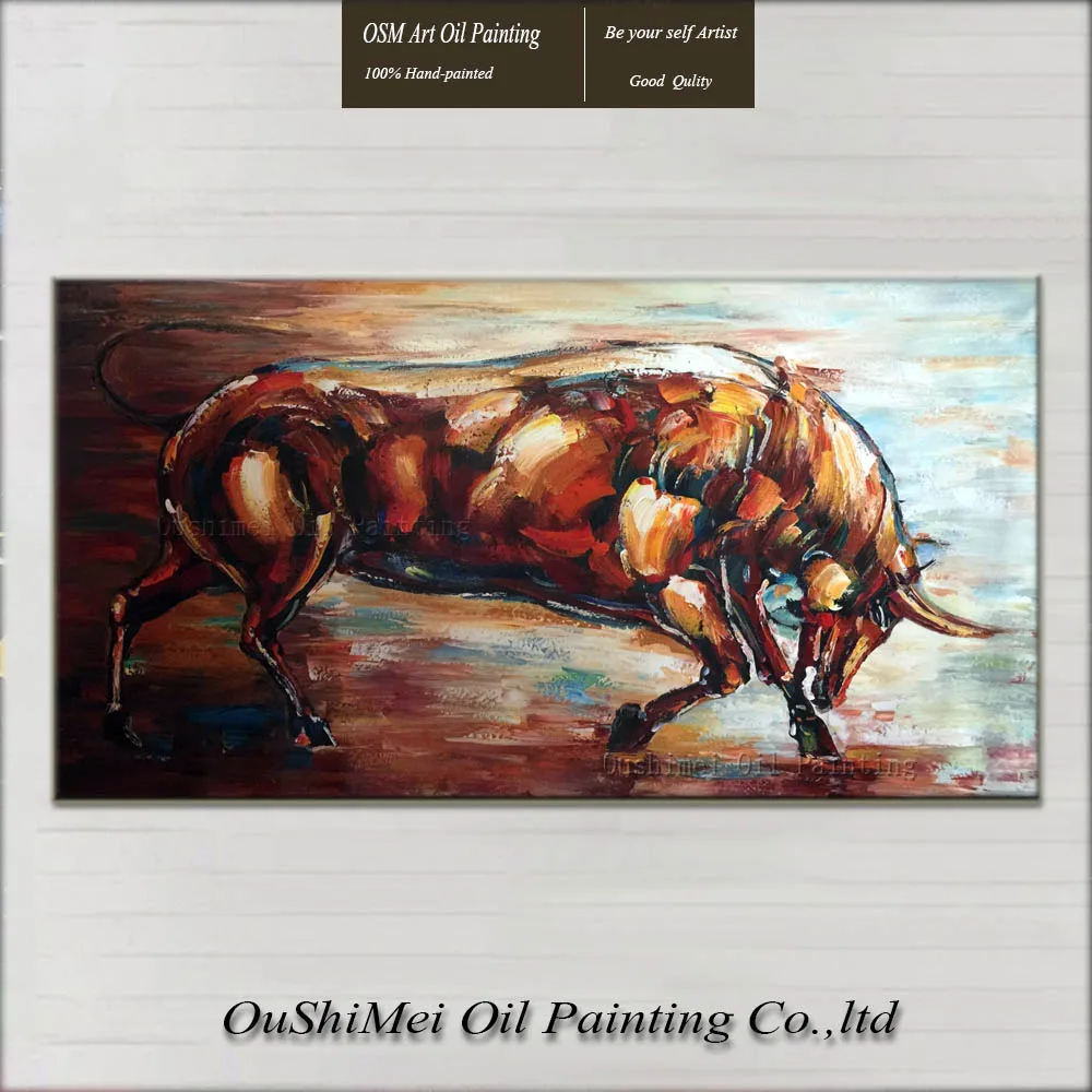 New Animals Paintings Hand Painted Knife Bull Painting Modern OX