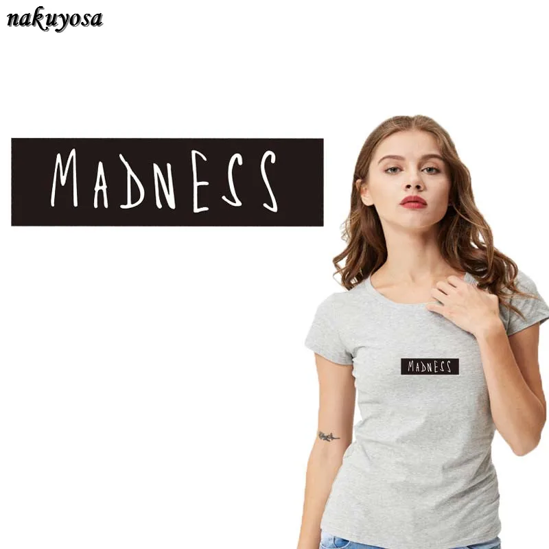5pcs Letter Madness patch simple style Patches Clothes Jeans Stickers DIY Household Ironing on Appliqued Heat Transfer 20*5.8CM | Дом и сад
