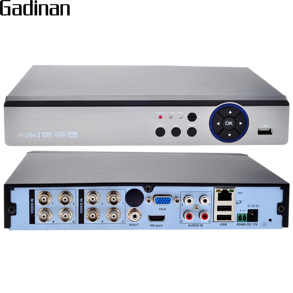 GADINAN 8CH 5MP HD H.264 Home Security Surveillance Camera System 8 Channels Hybrid 5 in 1 DVR for AHD Analog CVI TVI IP Camera