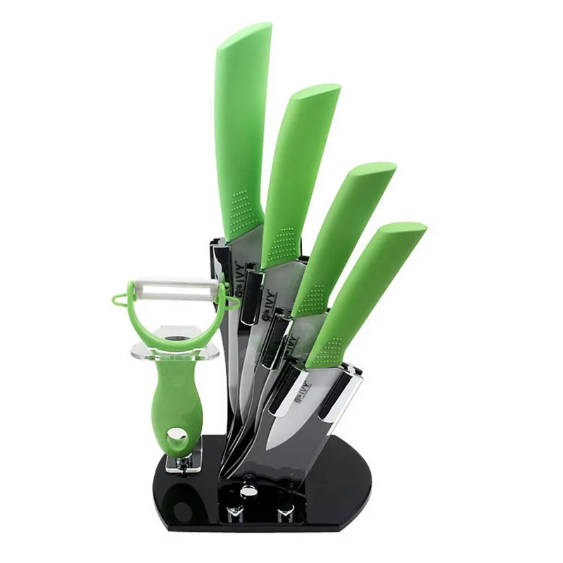 3" 4" 5" 6" inch + peeler + Acrylic Holder Ceramic Kitchen Knife Set
