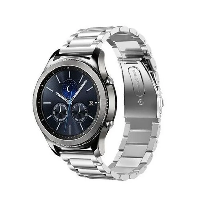 Ремешок для часов из нержавеющей стали для huawei watch gt 2 46 мм 42 мм samsung gear S3 Frontier galaxy watch active 2 46 мм 42 мм amazfit bip - Цвет ремешка: silver