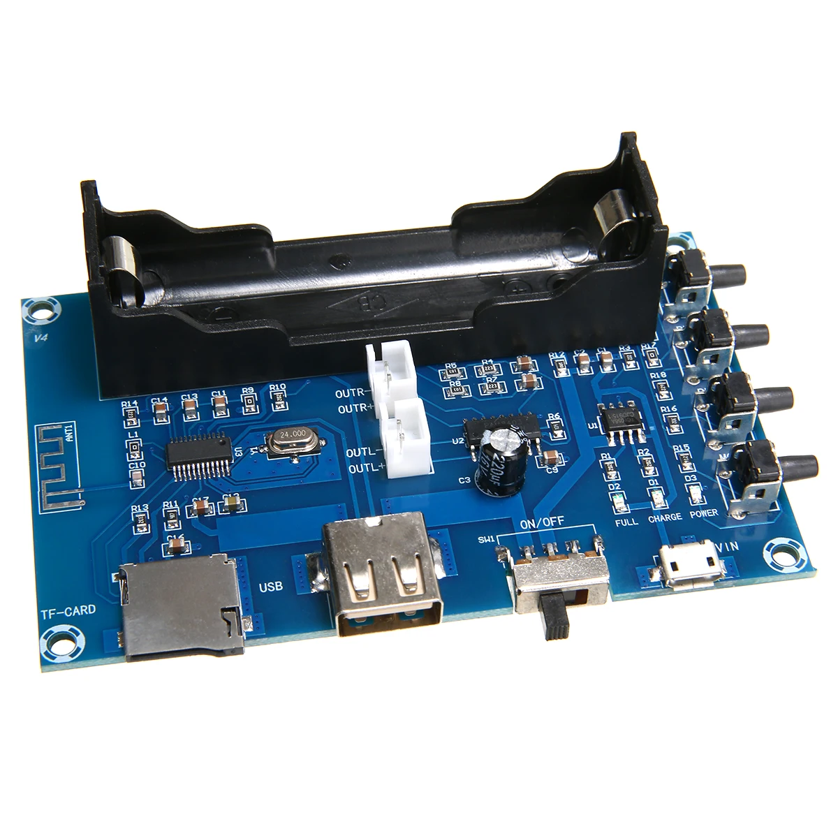 1pc Batteries Bluetooth 4.0 Power Amplifier Board PAM8403 5W+5W Stereo AMP USB 18650 Battery Power
