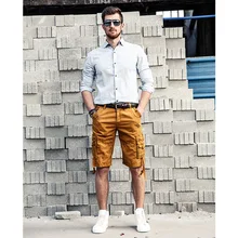 Мужские повседневные короткие штаны, новые стильные летние камуфляжные мужские шорты с несколькими карманами, свободные до колен мужские шорты-карго с поясом