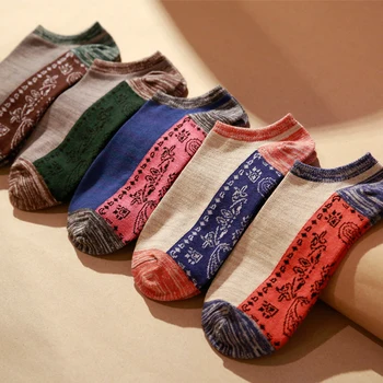 

Men Male Distinctive Folk Style Printing Cotton Short Socks Boat Socks FS0469