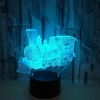 

New Mini Train 3d Night Light Seven Color Touch Remote Led Visual 3d Lamp Children's Gift Custom Usb Led Light Fixtures