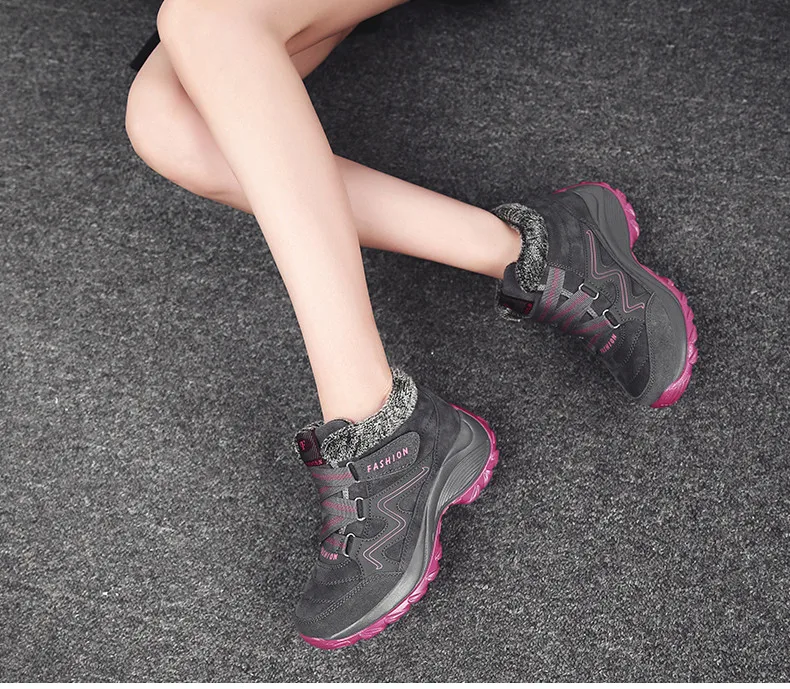 2019 Winter women snow boots women warm push ankle boots female high wedge waterproof Boots rubber hiking boots shoes (12)