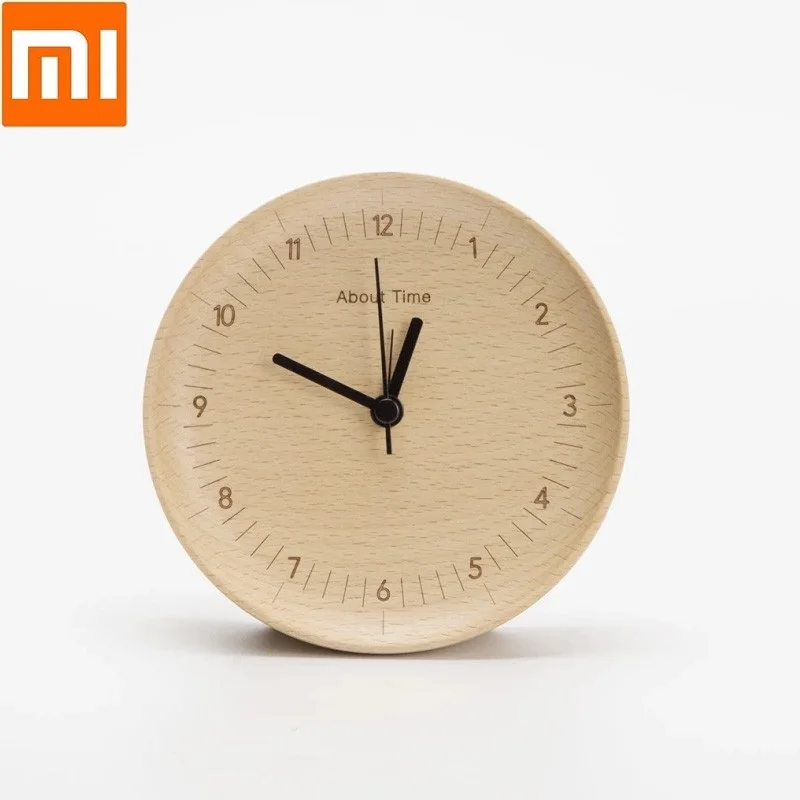 Xiaomi детские Студенческие креативные прикроватные часы для спальни бесшумные развертки будильник из бука деревянные немой настольные часы для умного дома