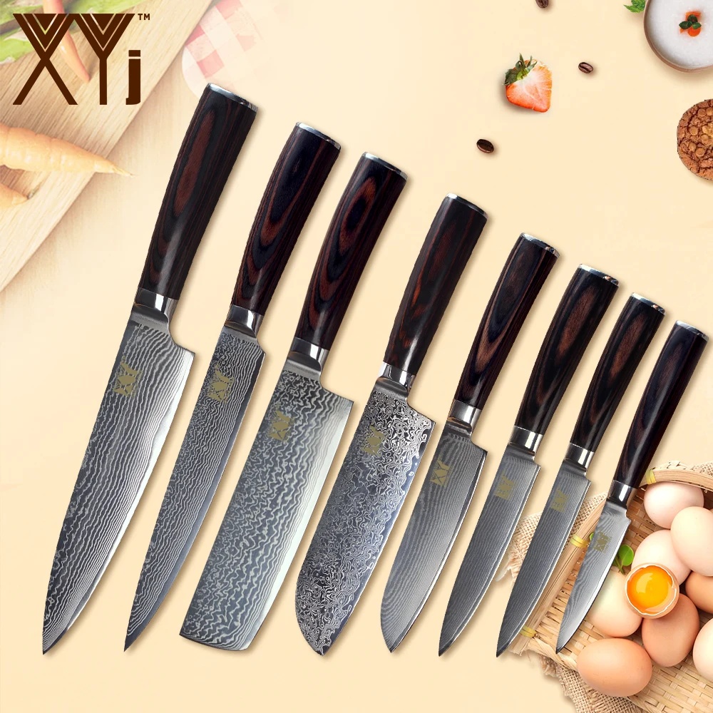XYj 8 шт. кухонные ножи из дамасской стали набор 'ƍ'' 5 'Ɗ 5'' 3 ''шеф
