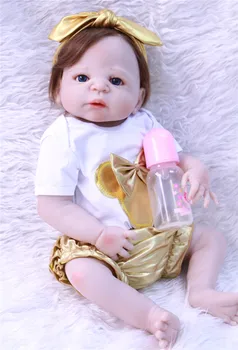 

Reborn babies girl full silicone body doll 23" NPK reborn baby dolls for child gift toys boneca reborn silicone completa