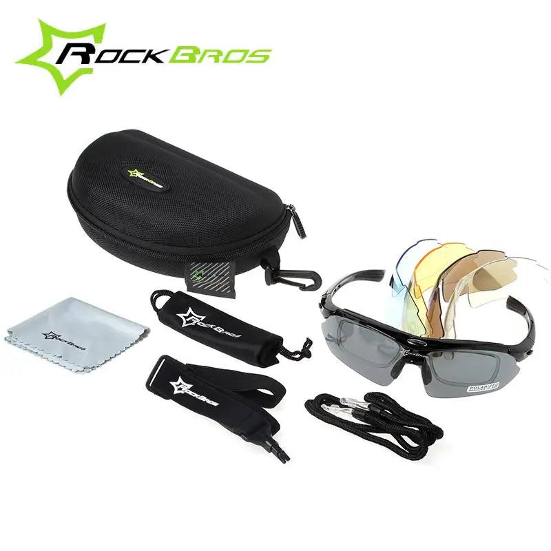 RockBros Polarized TR90 Goggles Eyewear Outdoor Sports Cycling Sun Glasses Bicycle Glasses Bike Sunglasses 5 Lenses