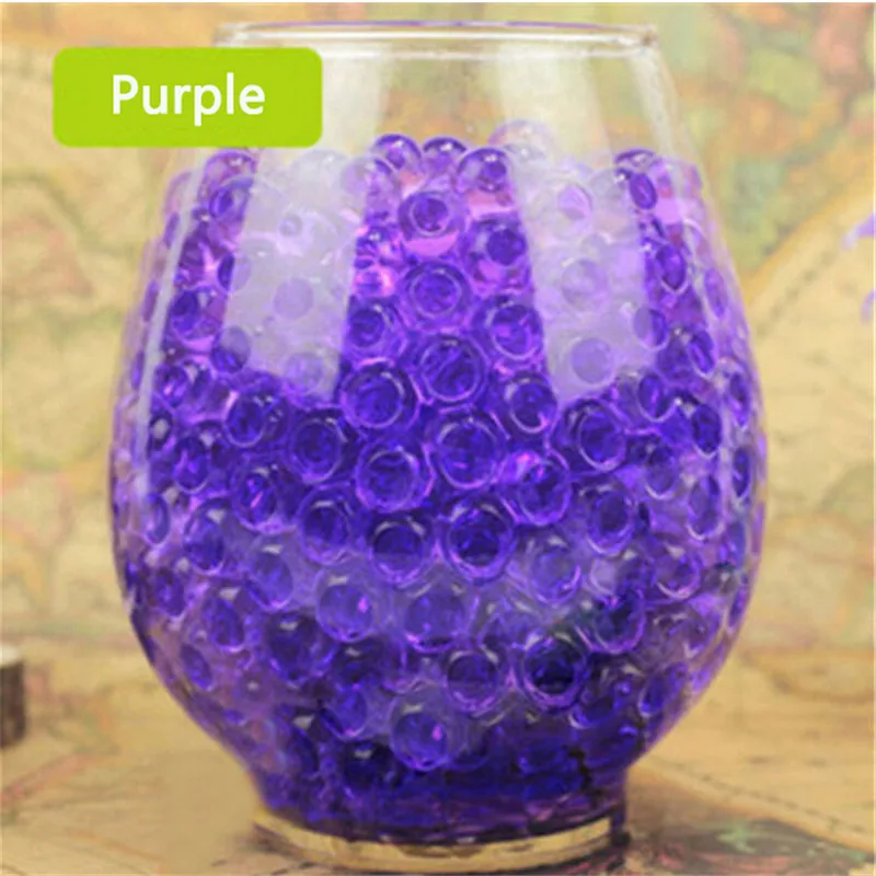 HOT 1000pcs Purple Water Plant Flower Jelly Crystal Soil Mud Water Pearls Gel Beads Balls Beads