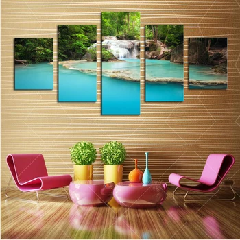 

5 Panels Modern Blue Lack HD Picture Canvas Print Painting Canvas Wall Art for Wall Decor Home Decoration Artwork