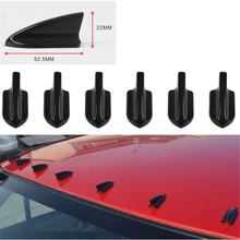 Protección UV y resistente a la intemperie 6 uds coche negro estilo EVO PP tipo aleta de tiburón para techo alerón Kit de alas generador Vortex