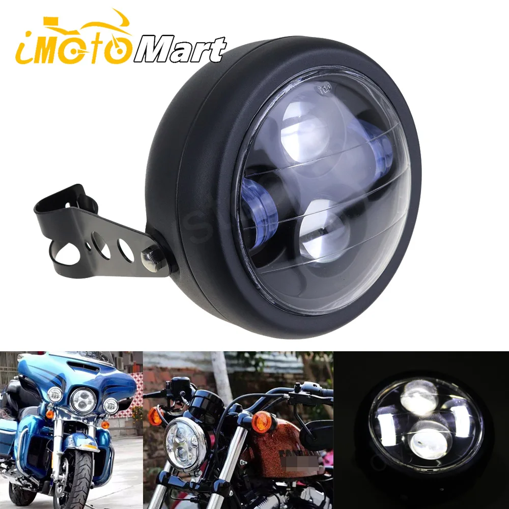 6 1/2" Motorcycle Retro LED Front Light Headlight High/Low Beam Lamp & Mounting Bracket For Harley Sportster Dyna Bobber Chopper |