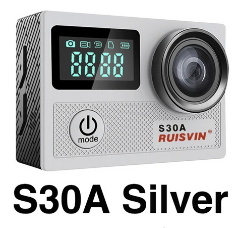 Оригинальная Экшн-камера RUISVIN S30A, 4 K, wifi, Full HD, 1080 P, 60FPS, 2,0 дюйма, ЖК-дисплей, 30 м, для дайвинга, водонепроницаемая, профессиональная камера, Ultra HD, Спортивная камера - Цвет: Серебристый