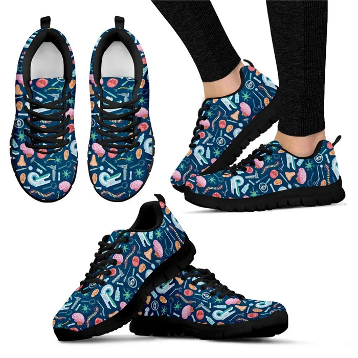 Y4098BAQ FORUDESIGNS/кроссовки с рисунком медсестры, женская обувь из дышащей сетки, на шнуровке, на платформе, женские эспадрильи для медсестры, подарки - Цвет: Y4098BAQ