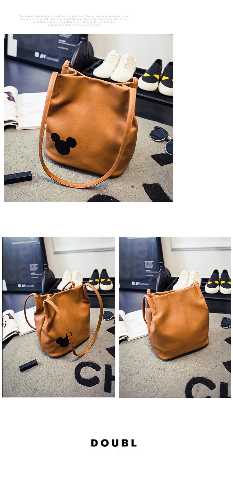 Дисней Микки Маус мультфильм мини ведро сумка шоппер Леди Сумочка для женщин шоппинг досуг PU модная сумка