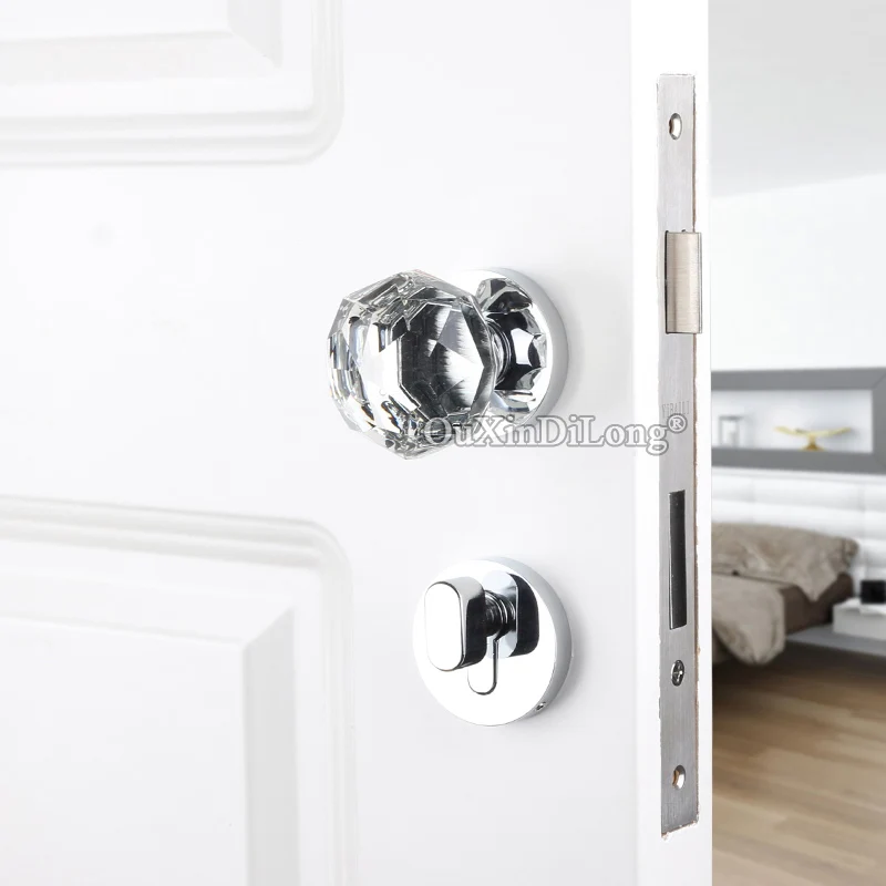  Elegant Luxury European Crystal Door Lock Set Copper Interior Door Knobs Lock for Living Room Bedro - 33021692712