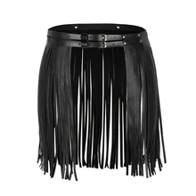 Черные и белые мини-юбки из искусственной кожи в стиле панк, сексуальные женские подгоняемые юбки с кисточками, танцевальное шоу, летние Обтягивающие юбки для леди
