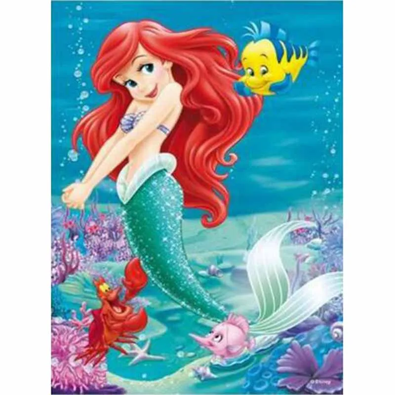 

Diy Diamond Painting Cross Stitch Pattern Mosaic Crystal Needlework 5D Square Diamond Embroidery Girl Cartoon The Little Mermaid