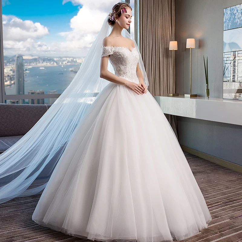 Роскошное кружевное бальное платье с вырезом лодочкой He's Bride длина до пола