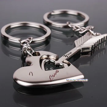 

Free Shipping 500pairs / lot =1000pcs Stainless Steel "Catch Your Heart" Key Chain Set Wedding Small Gifts