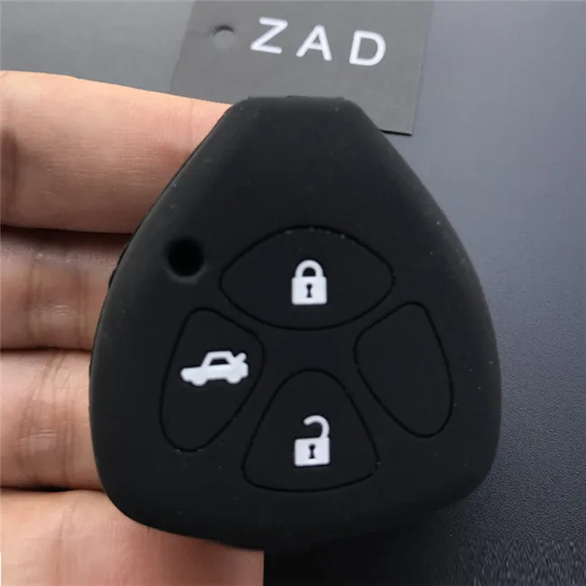 ZAD 3 кнопки силиконовый резиновый чехол для ключа автомобиля для Toyota Camry COROLLA Vios eiz CROWN RAV4 - Название цвета: Черный