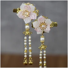 1 шт. Винтажные заколки для волос с кисточками вишневого цвета, антикварные заколки для волос, заколка для волос на боковой застежке, китайский традиционный головной убор, заколки для волос ручной работы