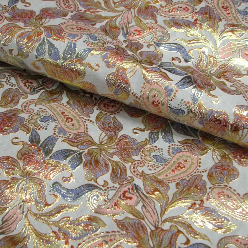 

Gold flower gorgeous wind brocade fabric silk satin fabric costume Hanfu show/100CM*70CM