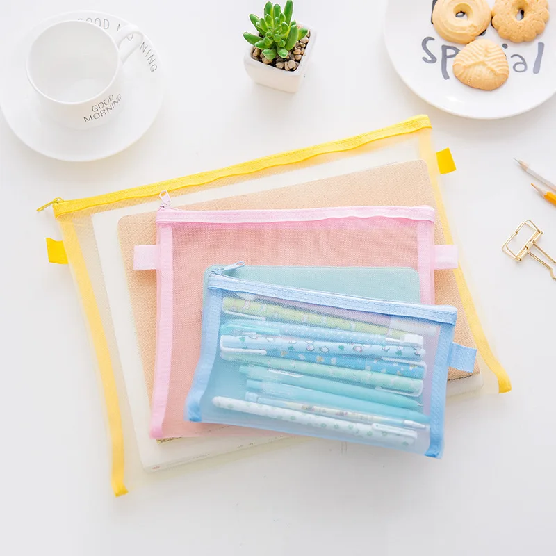 

Creative Mesh Pencil Cases Cute Colorful Pen Bag Box Pouch Case Kawaii Gift Office School Stationery Material Supplies 05103