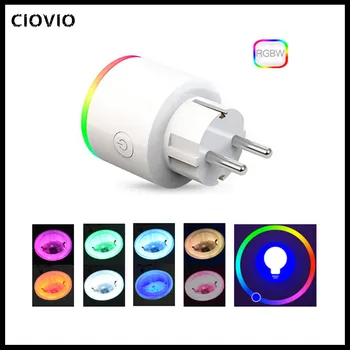 

CIOVIO 16A EU RGB wifi Smart Plug with Power Monitor, wifi wireless Smart Socket Outlet with RGB