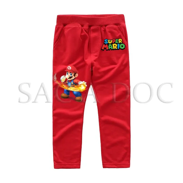 Cartoon Super Mario Print Straight Pants Kids Fashion Casual Sweatpants