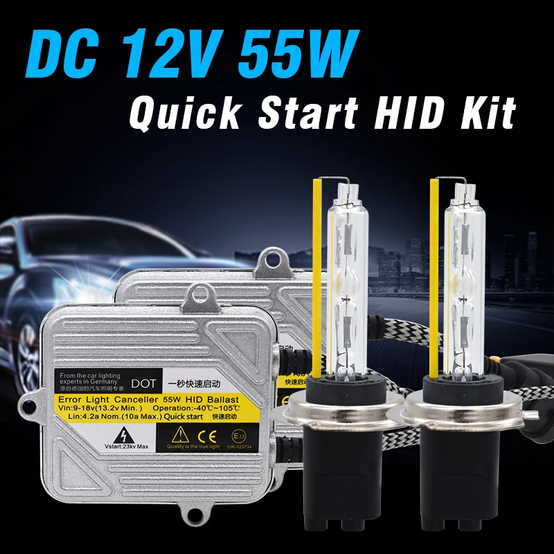 

SKYJOYCE 1 Set 12V 55W Car Headlight HID Kit Quick Start HID Ballast 5500K Fast Bright HID Bulb H1 H7 H11 9005 9012 D2H HID Kit