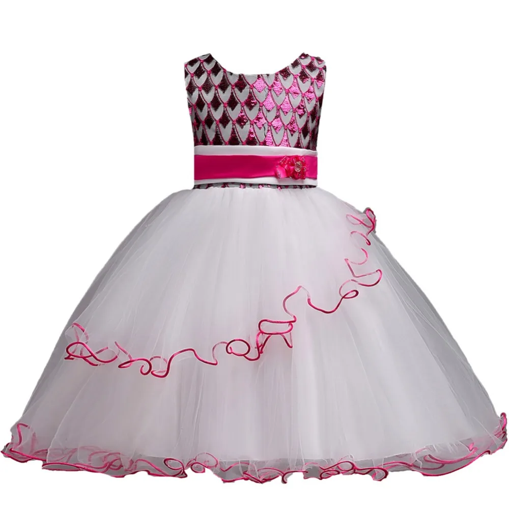 

Fashion Kids Princess Dresses For Girls Clothing temperament sequins sleeveless vest fluffy Girls Dress Elegant Wedding Dress