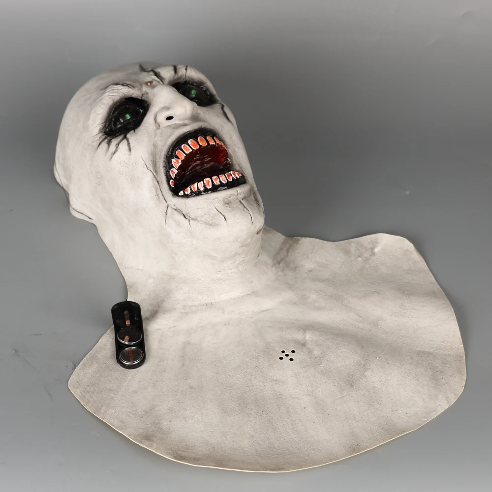 The Nun Mask Horror Mask With Scary Voice With Led light Cosplay Valak Latex Masks With Headscarf Helmet Halloween Party Props (14)